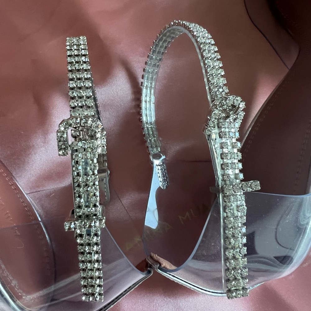 Amina Muaddi Ursina Crystal Strap Clear Pump in Pvc Transparent 37.5 FIRM PRICE - Picture 4 of 12